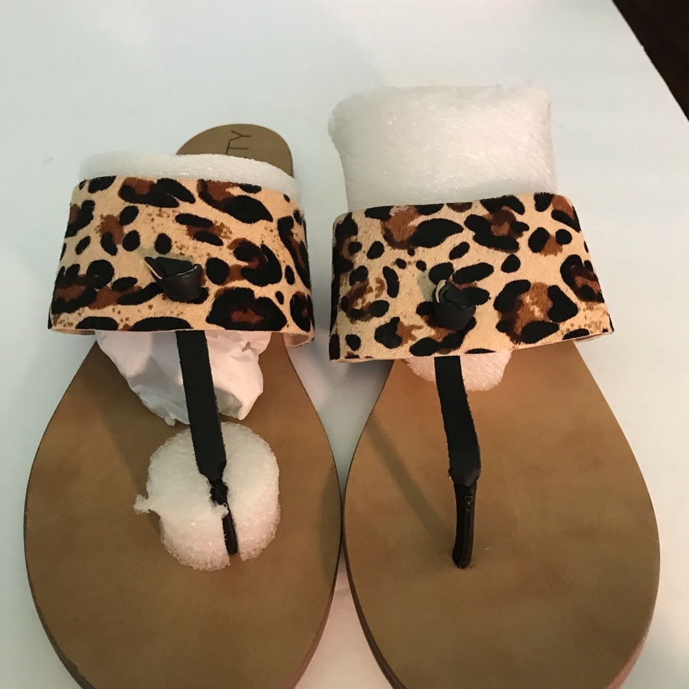 Genuine Calf Hair Leopard Sandals